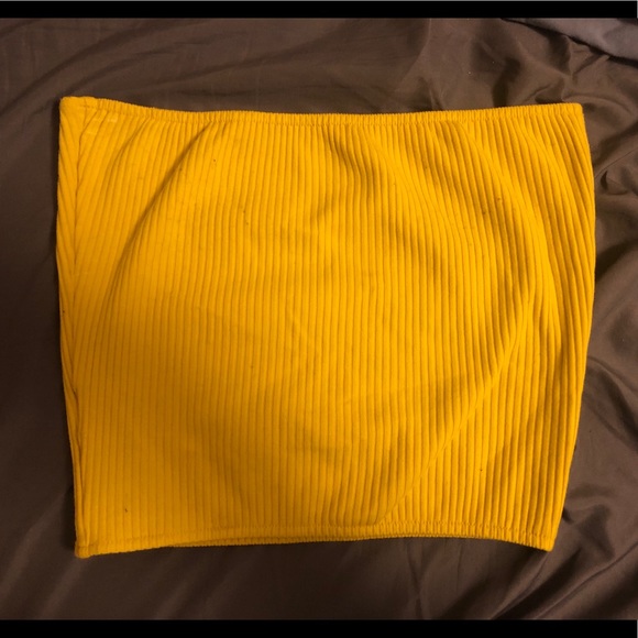 Yellow Ribbed Tube Top - Picture 2 of 2